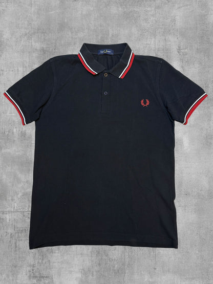 Fred Perry Polo Shirt Schwarz Rot Weiß S