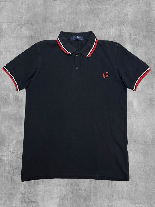 Fred Perry Polo Shirt Schwarz Rot Weiß S