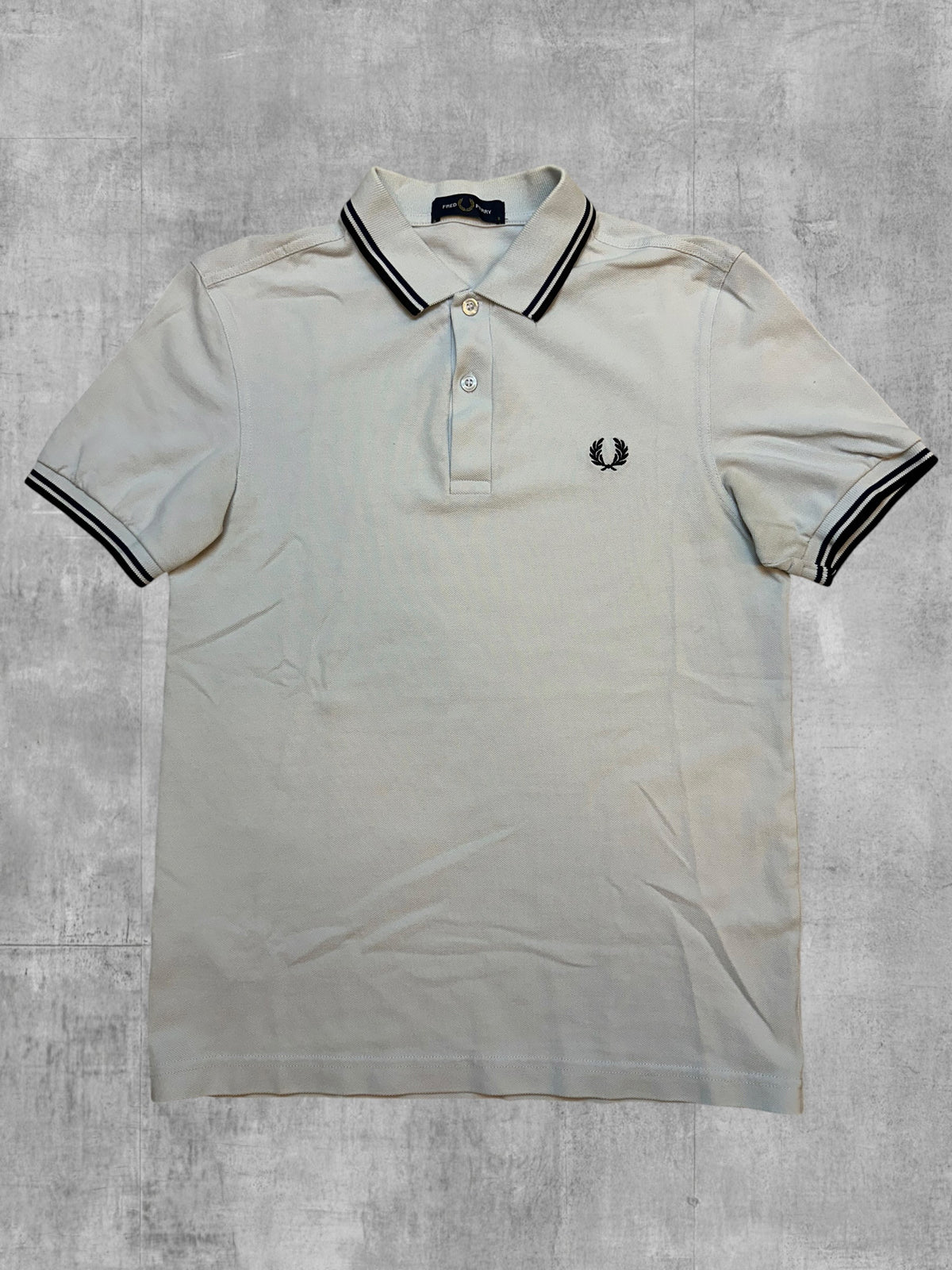 Fred Perry Polo Shirt Cream White Black S