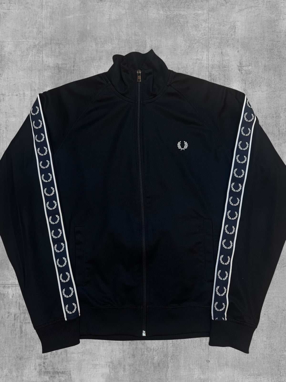 Fred Perry Taped Track Jacket Black White M