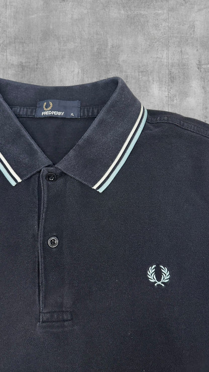 Fred Perry Polo Shirt Schwarzblau Weiß XL
