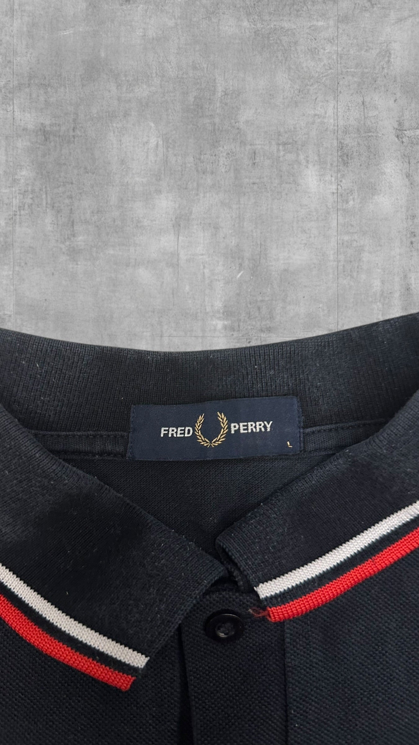 Fred Perry Polo Shirt Schwarz Rot Weiß L