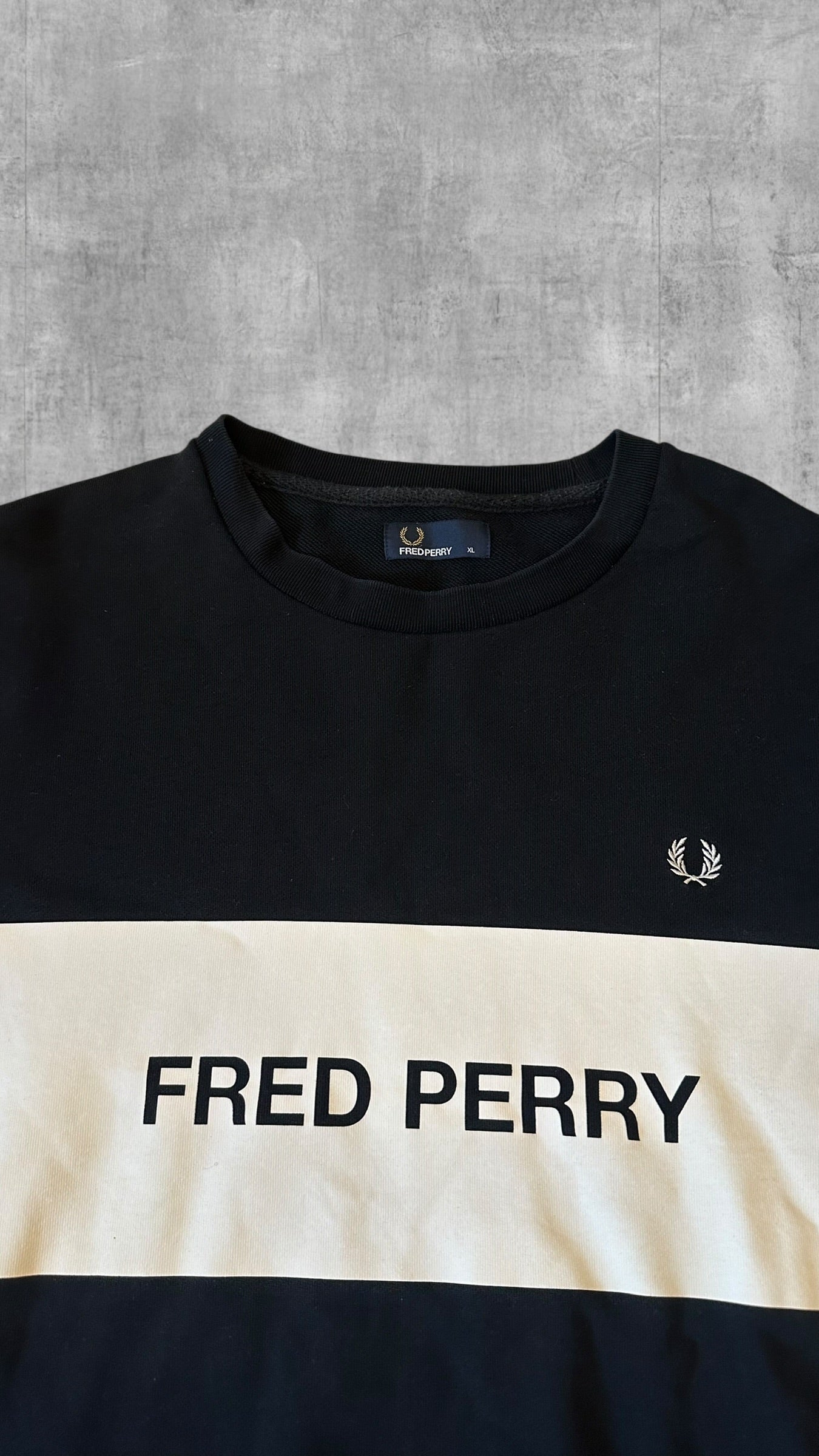 Fred Perry Sweatshirt Schwarz Weiß XL