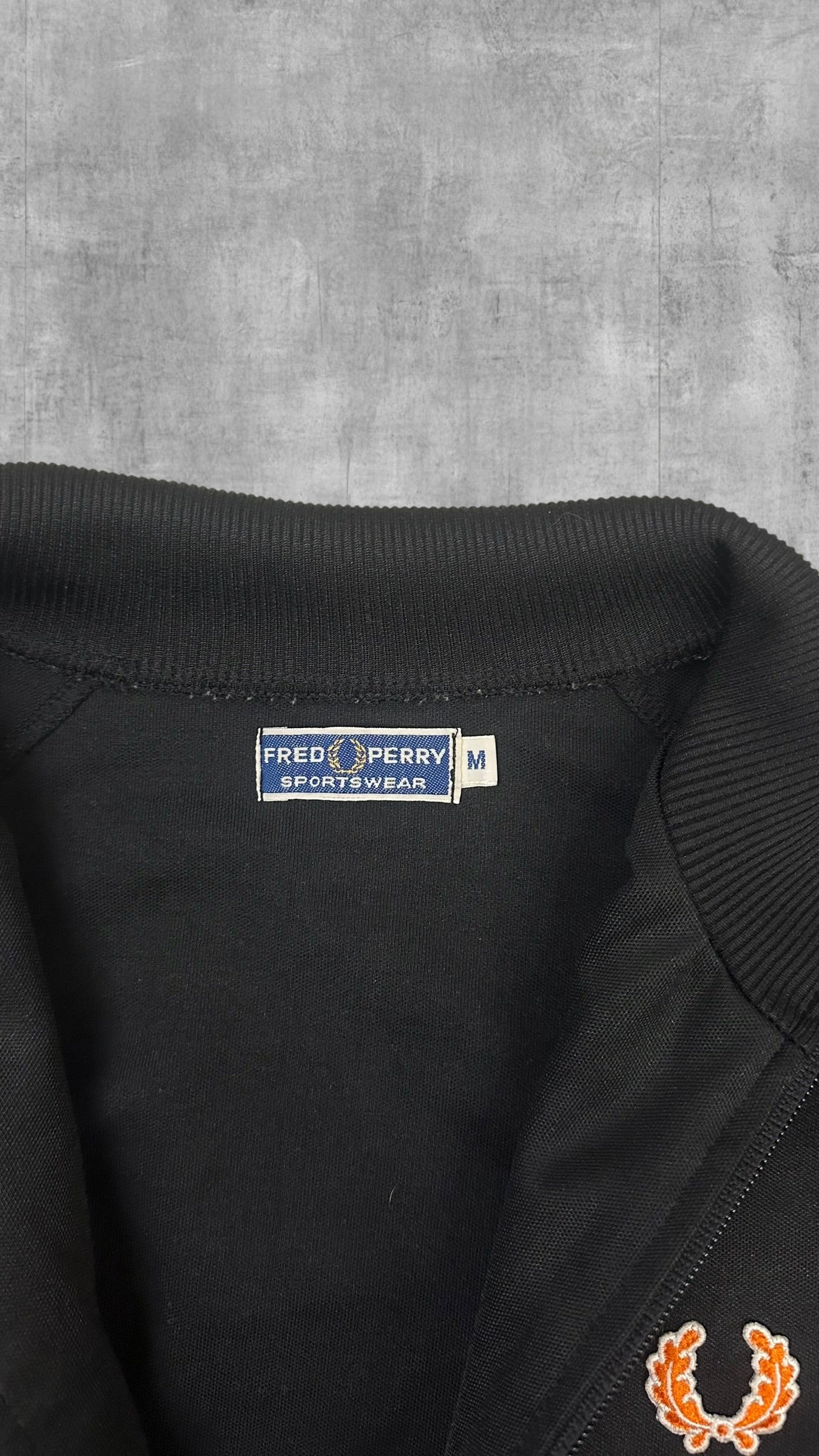 Fred Perry Vintage Trainingsjacke Taped Schwarz Rot M