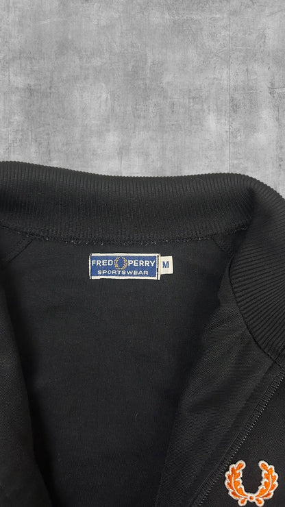 Fred Perry Vintage Trainingsjacke Taped Schwarz Rot M