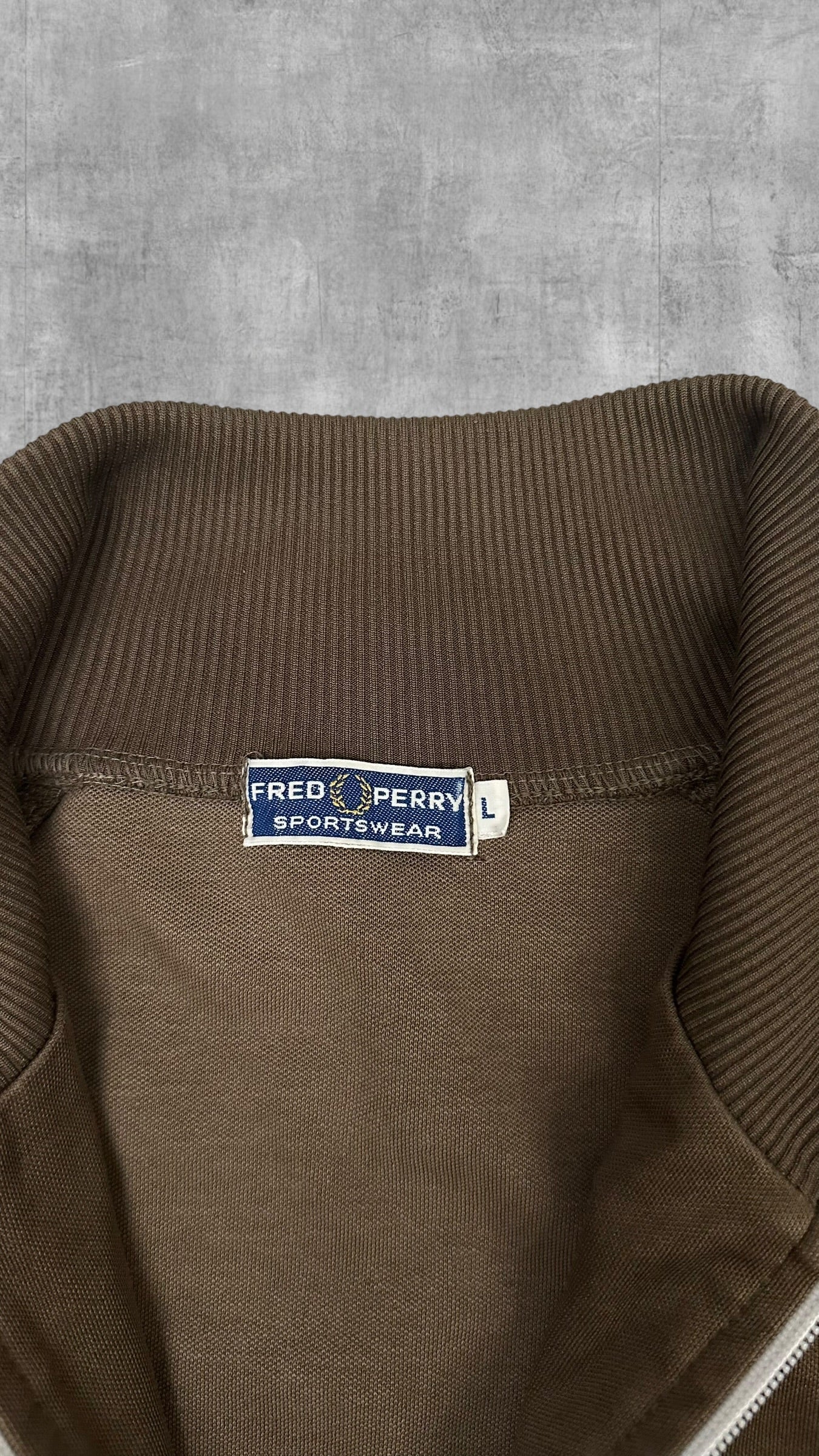 Fred Perry Vintage Trainingsjacke Taped Braun Schwarz L