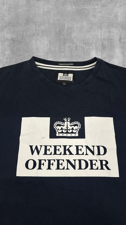 Weekend Offender T-shirt Navy Blau Weiß L