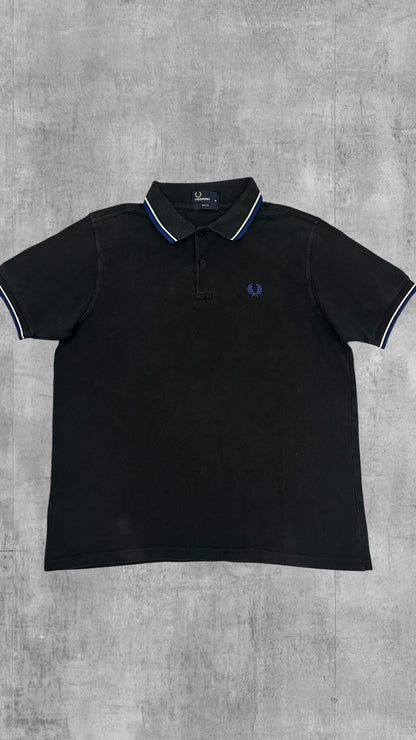 Fred Perry Polo Shirt Schwarz Blau Weiß XL Slim Fit