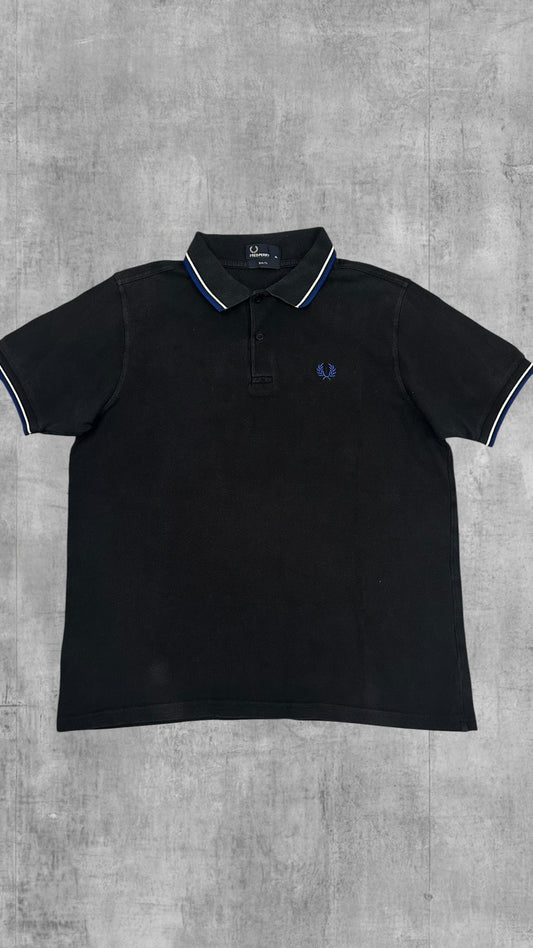 Fred Perry Polo Shirt Schwarz Blau Weiß XL Slim Fit