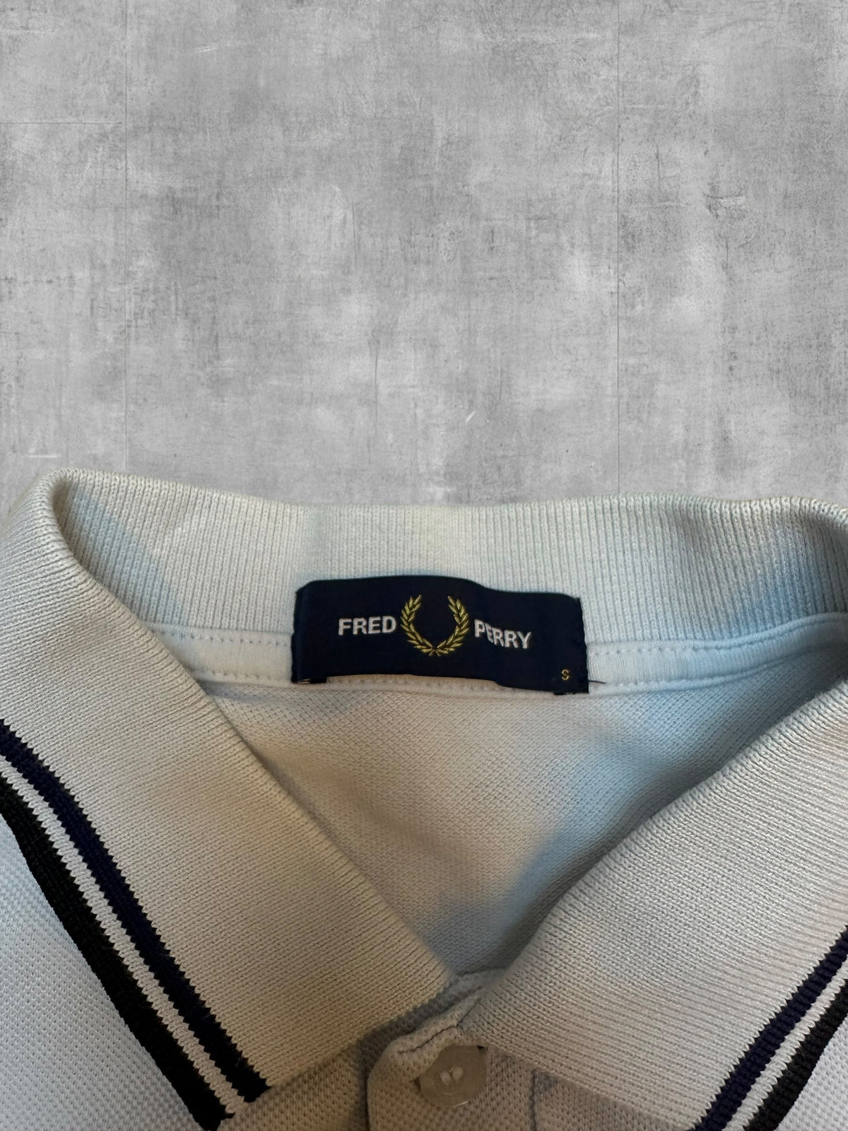 Fred Perry Polo Shirt Cream White Black S