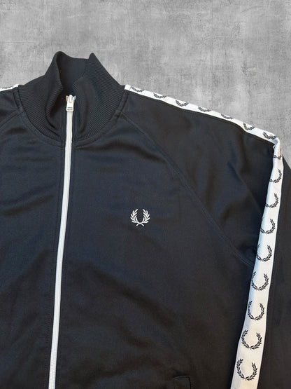 Fred Perry Trainingsjacke Taped Schwarz Weiß M