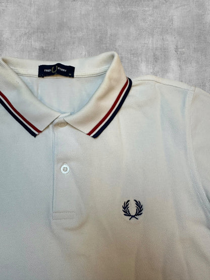 Fred Perry Polo Shirt Weiß Schwarz Rot M