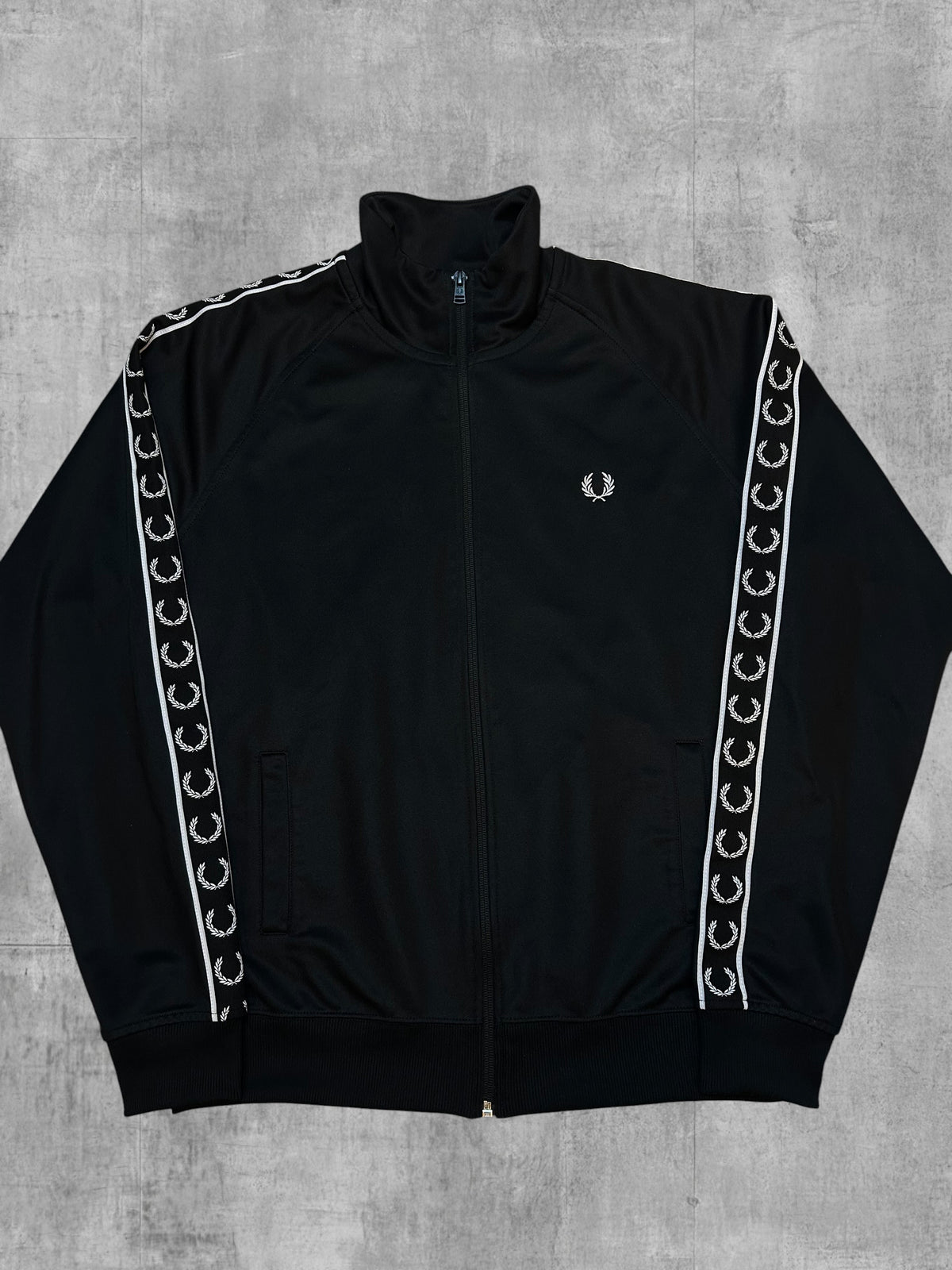 Fred Perry Track Jacket Black White L Like New