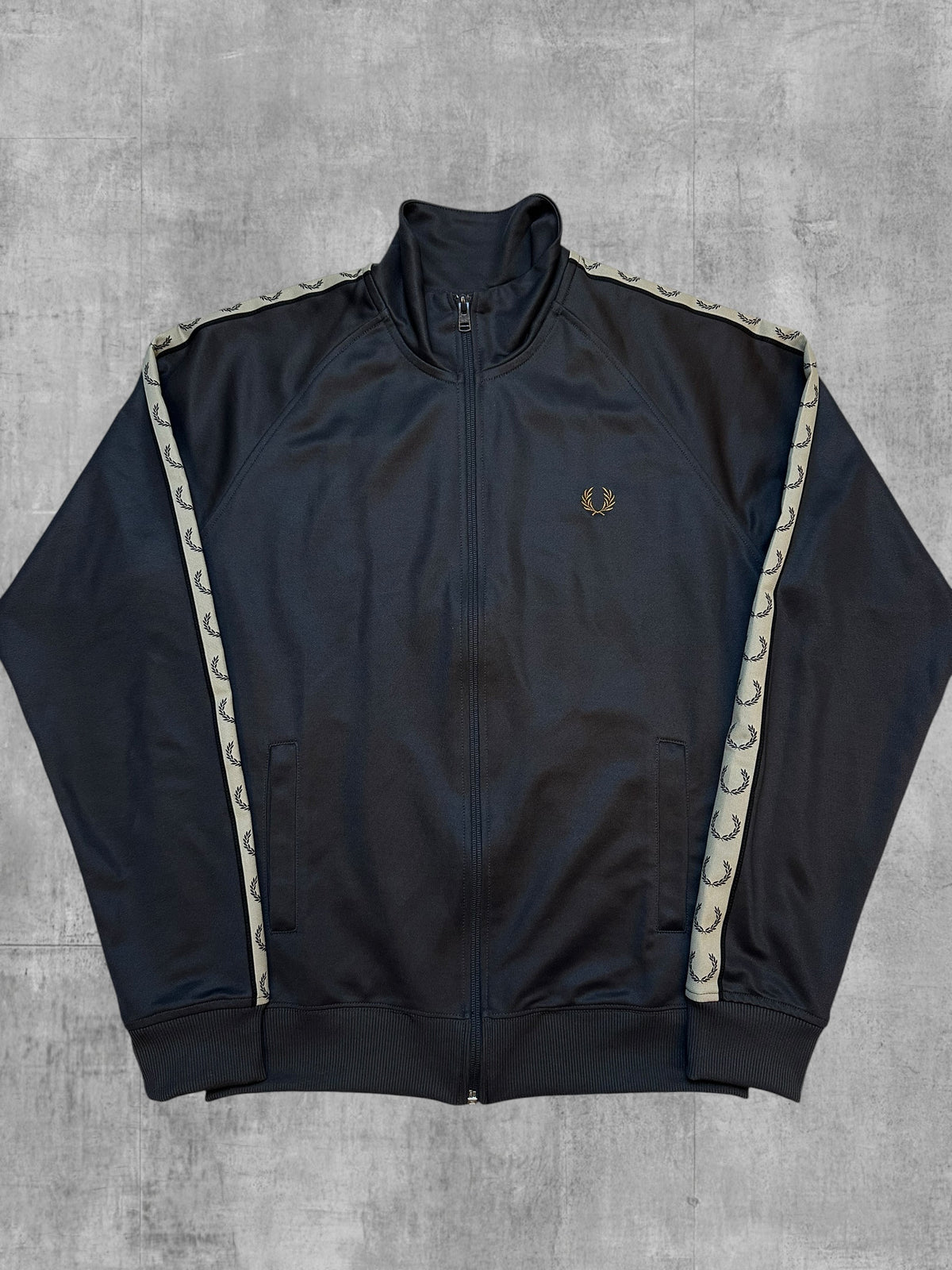 Fred Perry Trainingsjacke Taped Dunkelgrau Beige M