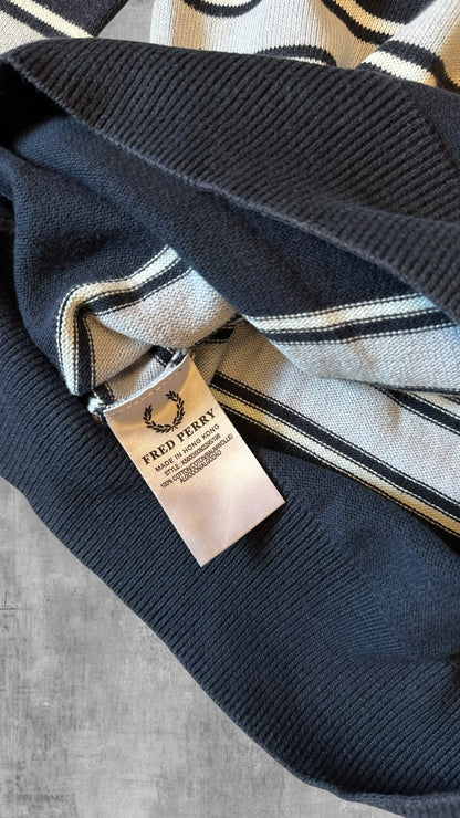 Fred Perry Sweatshirt Navy Blau Weiß M