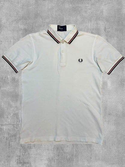 Fred Perry Polo Shirt Weiß Schwarz Rot S Slim Fit