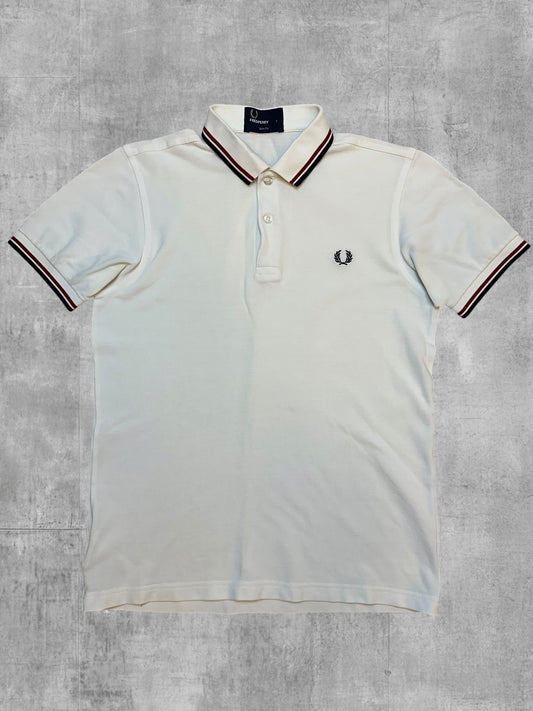 Fred Perry Polo Bianco Nero Rosso S Slim Fit