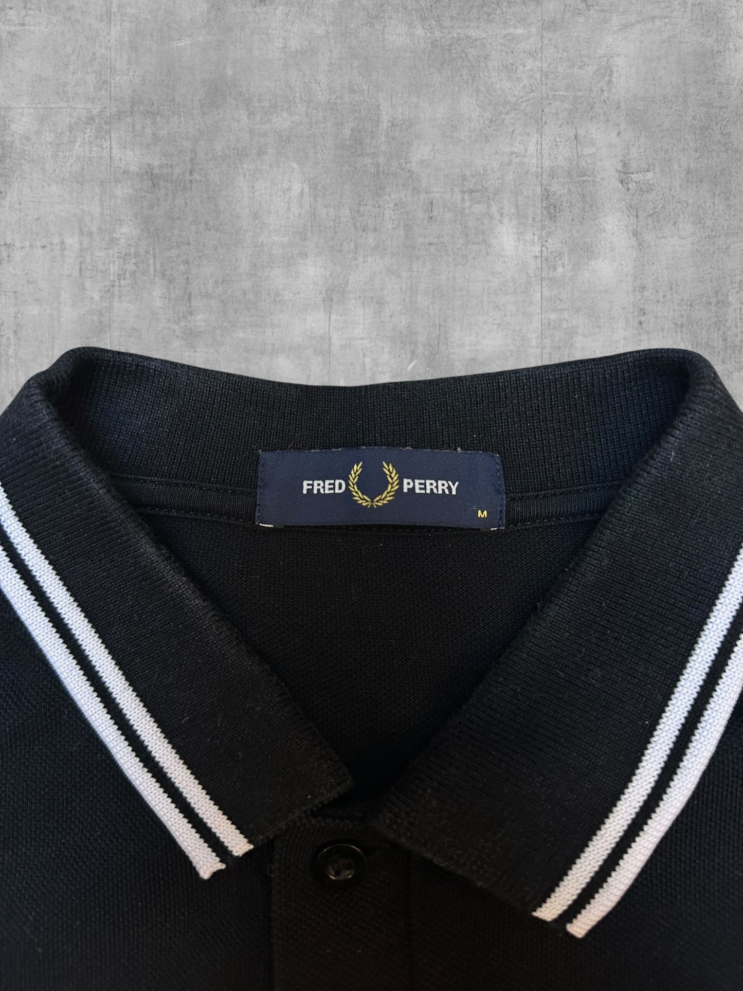 Fred Perry Polo Shirt Schwarz Weiß M