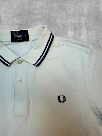 Fred Perry Polo Shirt Weiß Schwarz Lila M