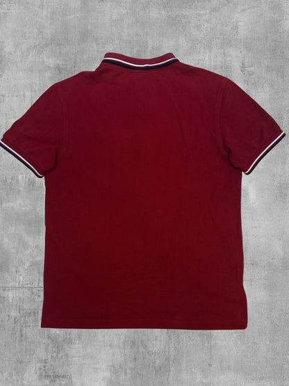 Fred Perry Polo Shirt Rot Schwarz Weiß M (ausgeblichen)