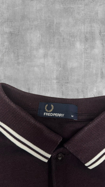 Fred Perry Polo Shirt Weinrot Weiß M