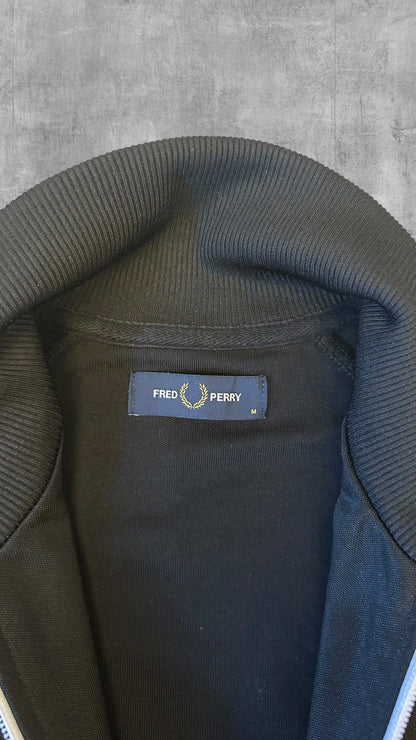 Fred Perry Trainingsjacke Taped Zip Jacke Schwarz Weiß M