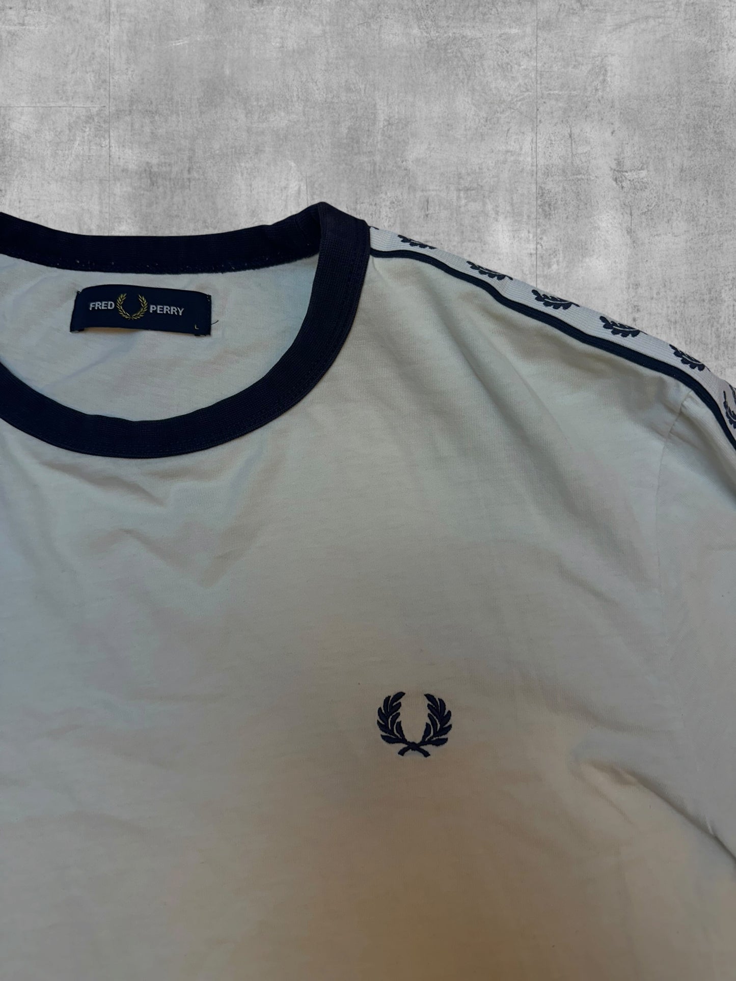 Fred Perry T-shirt Taped Weiß Schwarz L