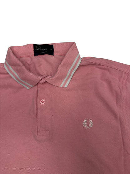 Fred Perry Polo Shirt Rosa Weiß XL Slim Fit