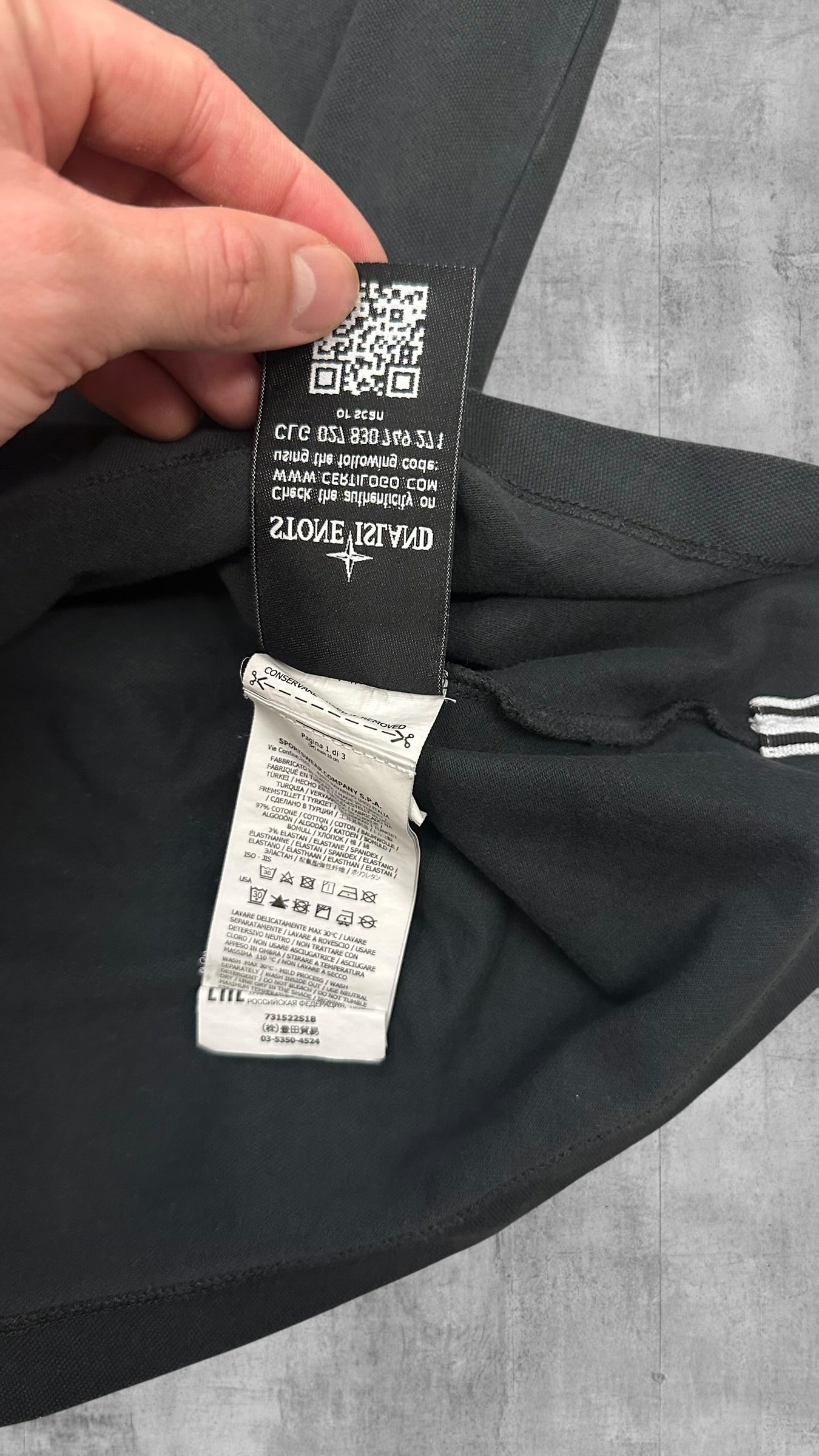Stone Island Polo Shirt Grau Weiß M