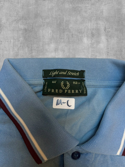 Fred Perry Polo Shirt Babyblau Weinrot M - L