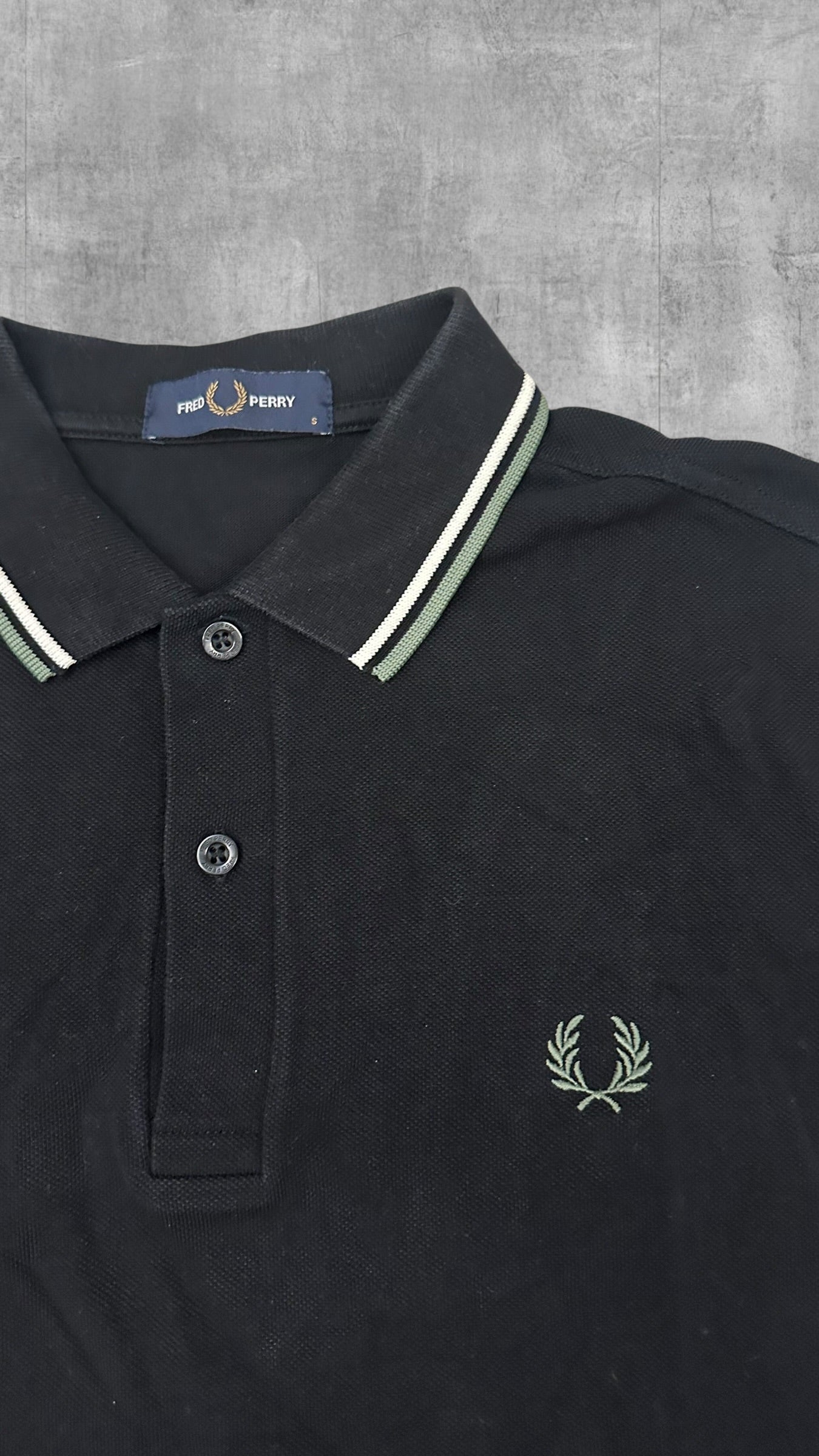 Fred Perry Polo Shirt Schwarz Weiß Khaki S