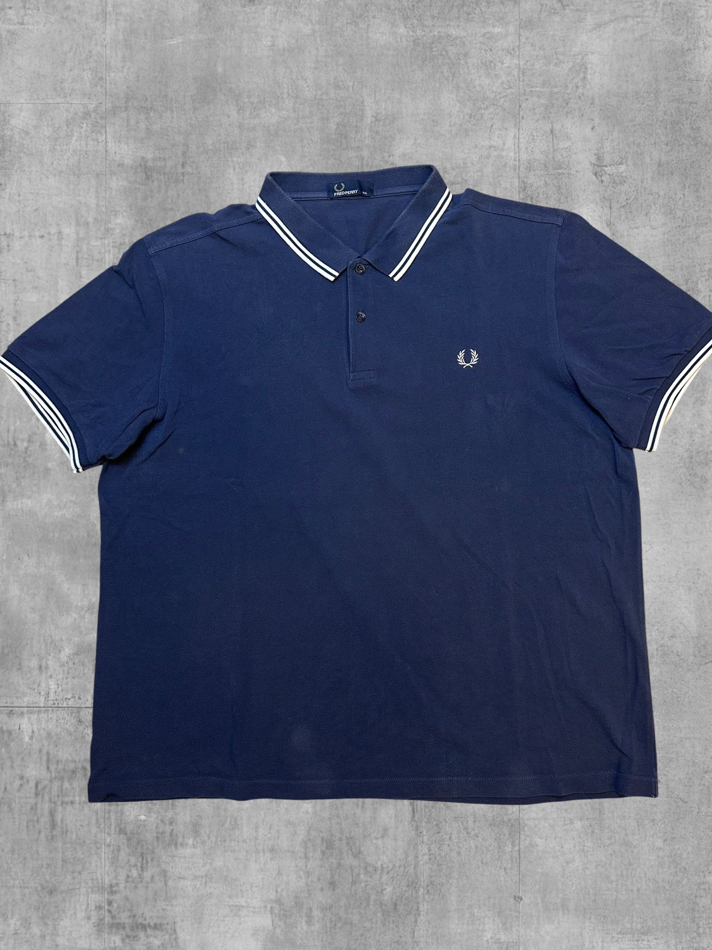 Fred Perry Polo Shirt Navy Blau Weiß XXL