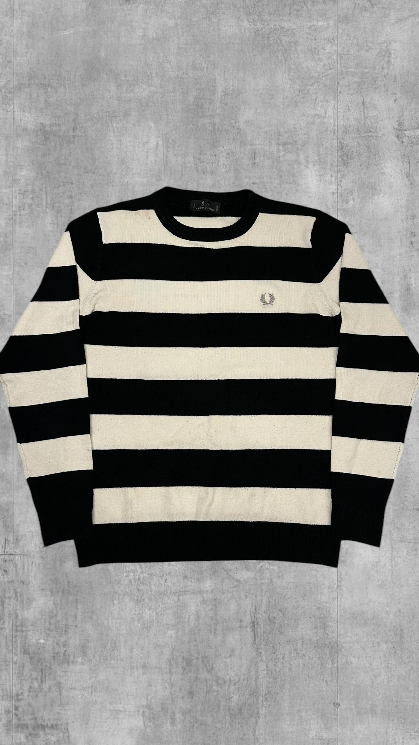 Fred Perry Vintage Sweatshirt Schwarz Weiß M