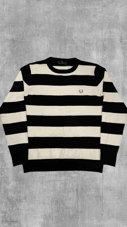 Fred Perry Vintage Sweatshirt Schwarz Weiß M
