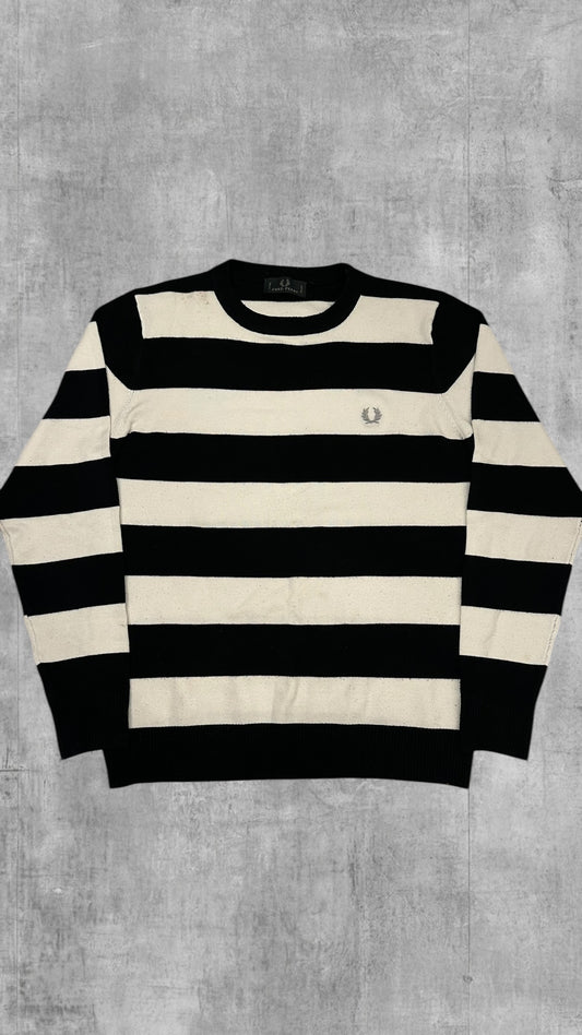 Fred Perry Vintage Sweatshirt Schwarz Weiß M