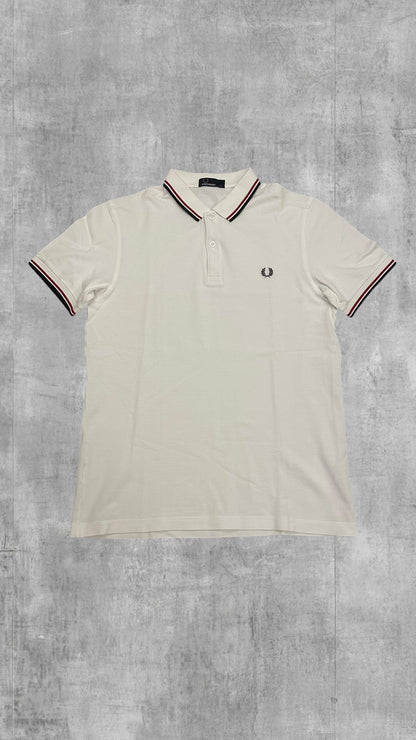 Fred Perry Polo Shirt Weiß Schwarz Rot M