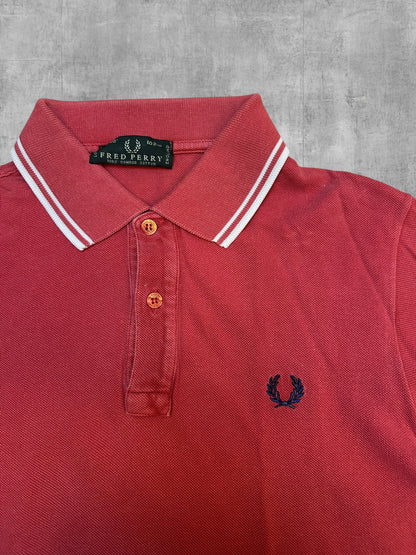 Fred Perry Polo Shirt Rot Weiß Navy Blau M