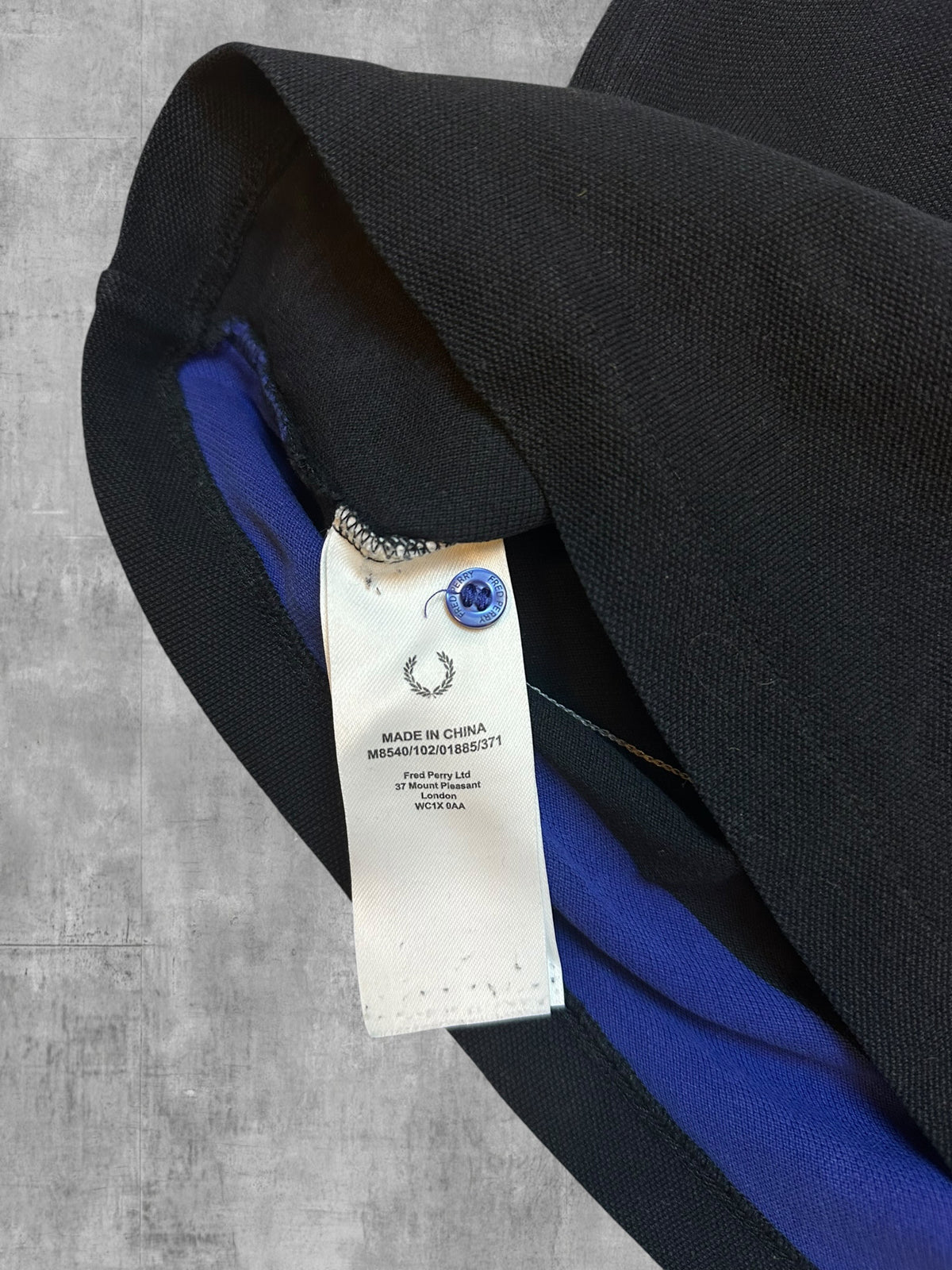 Fred Perry Polo Shirt Black Blue White M