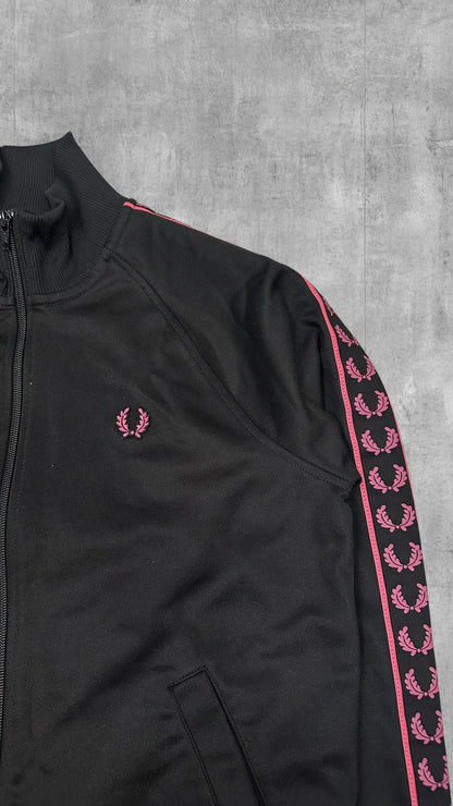Fred Perry Vintage Trainingsjacke Taped Schwarz Pink S - M