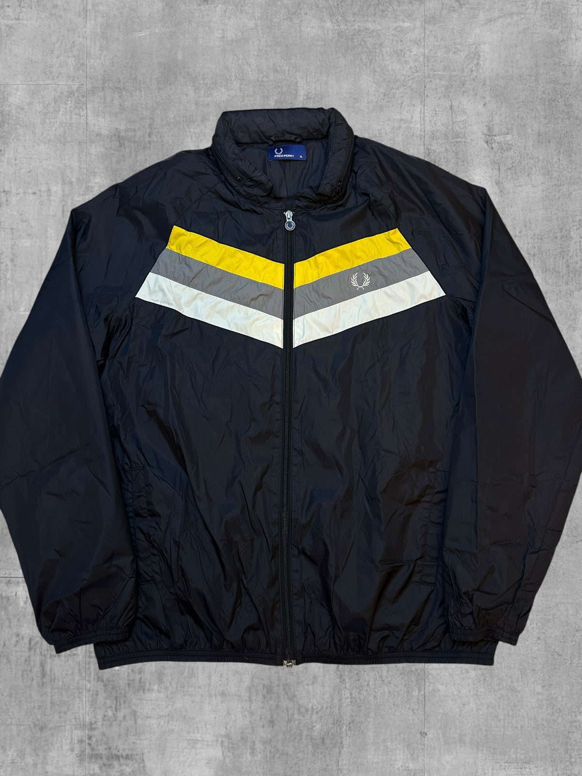 Fred Perry Windbreaker Nero Bianco Giallo XL