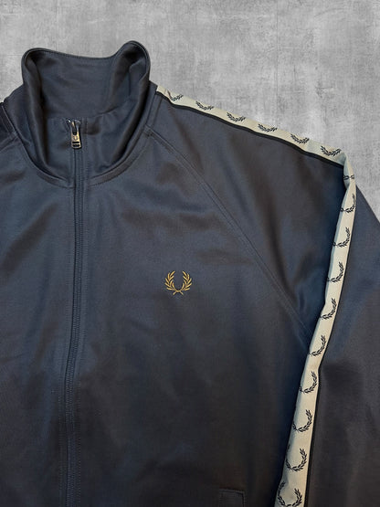 Fred Perry Trainingsjacke Taped Dunkelgrau Beige M
