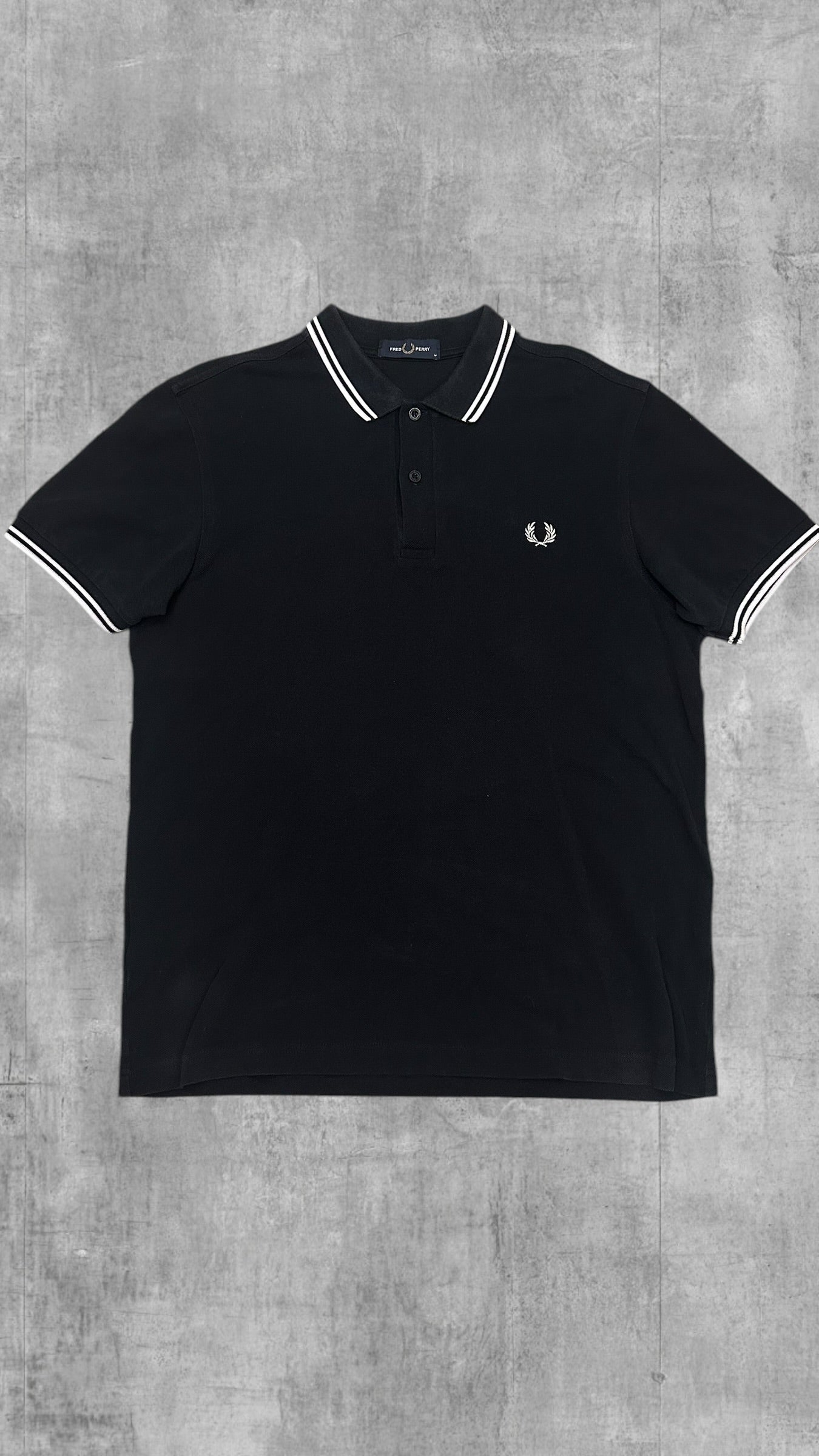 Fred Perry Polo Shirt Schwarz Weiß M