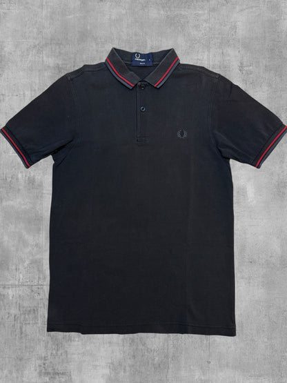 Fred Perry Polo Shirt Dunkelgrau Rot S Slim Fit