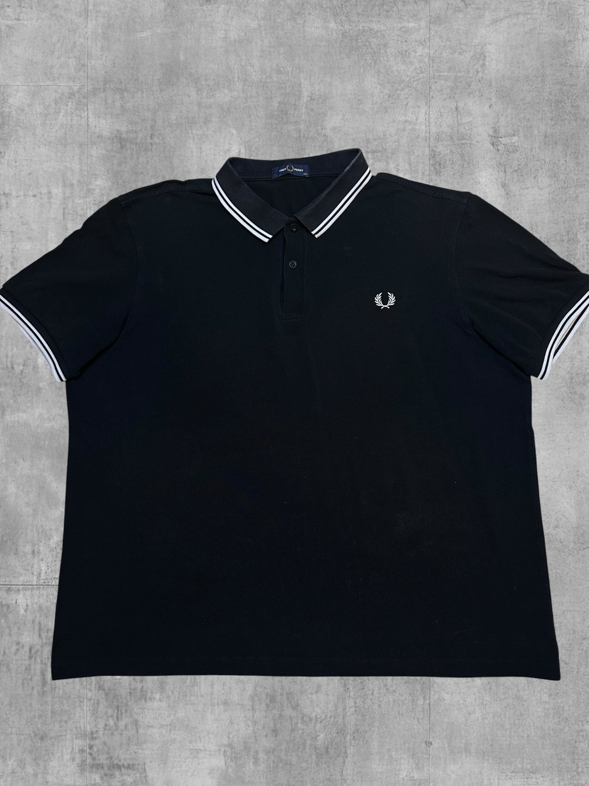 Fred Perry Polo Shirt Black White XXL