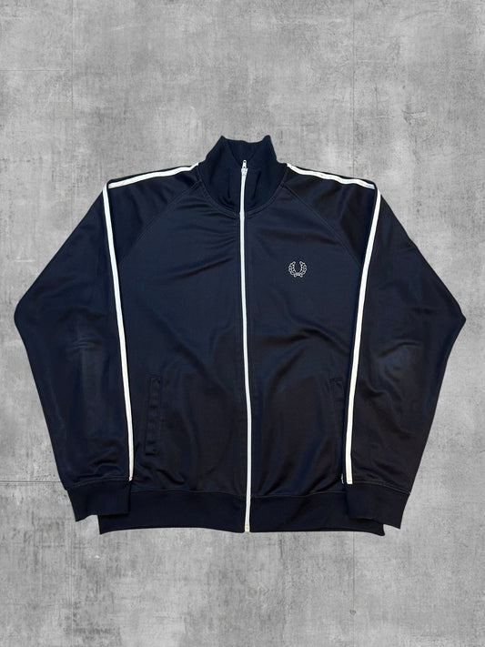 Fred Perry Vintage Trainingsjacke Taped Schwarz Weiß XL