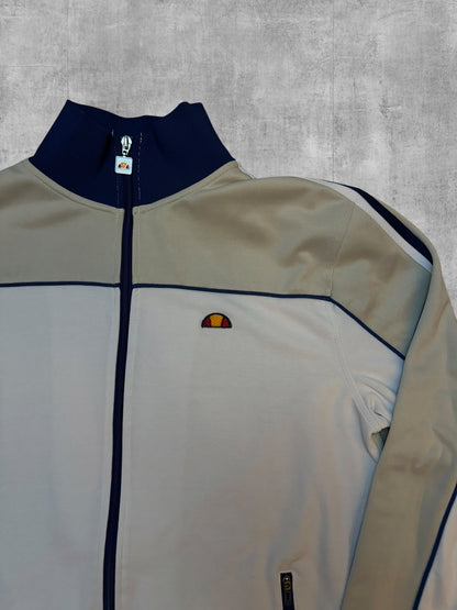 Ellesse Vintage Trainingsjacke Creme Weiß Navy Blau M