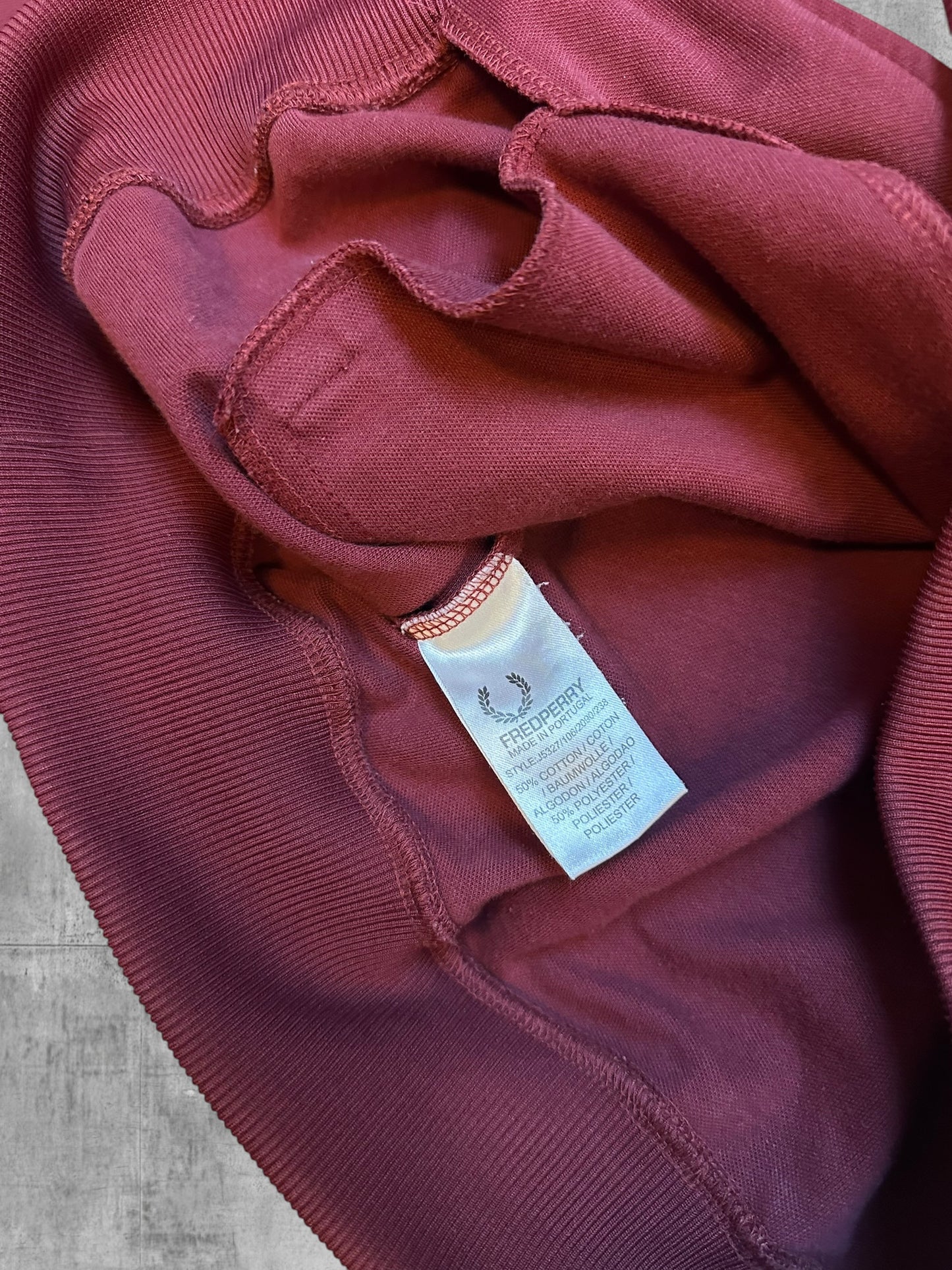 Fred Perry Vintage Trainingsjacke Taped Weinrot Weiß XL