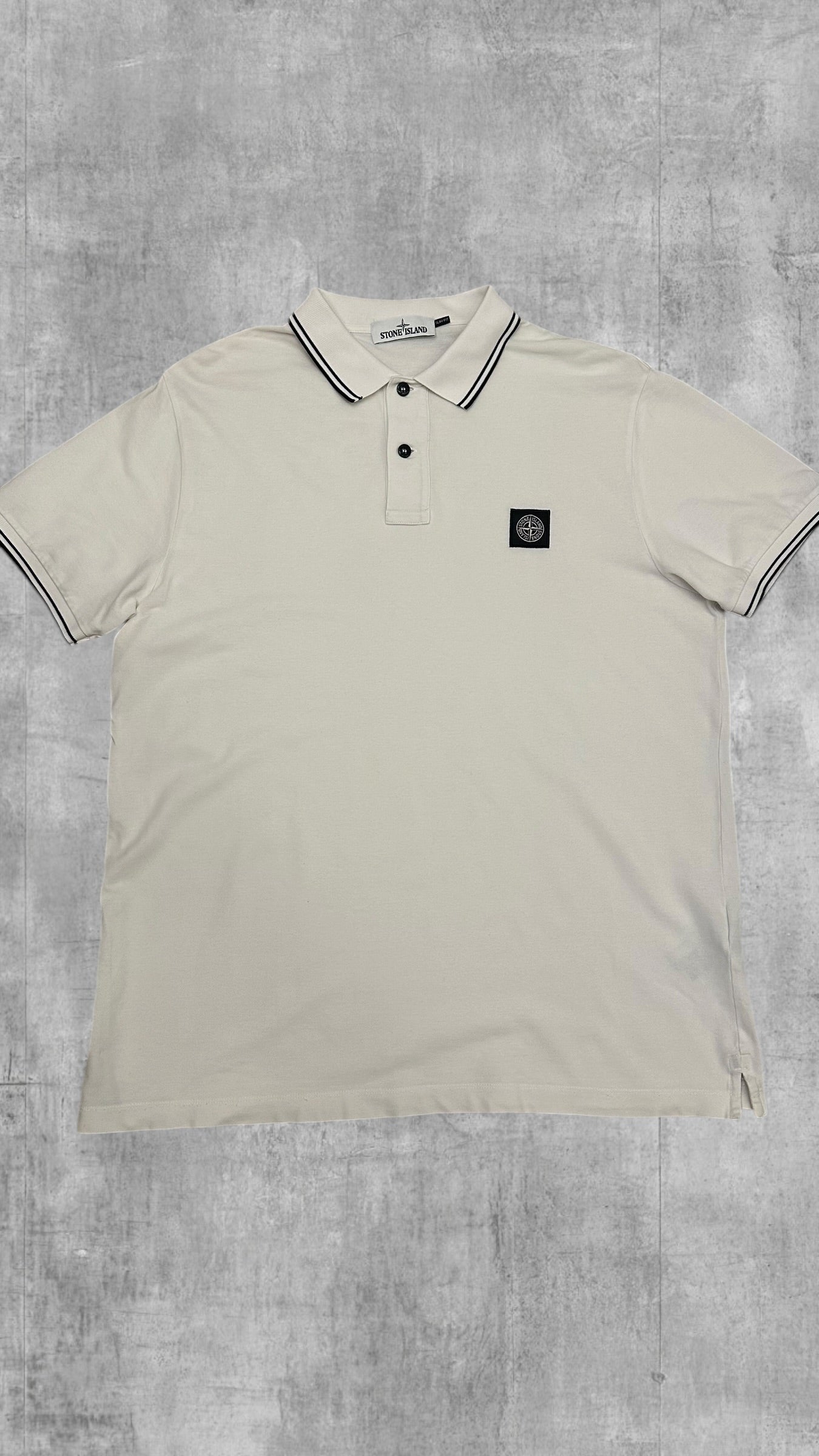 Stone Island Polo Shirt Weiß Schwarz XL