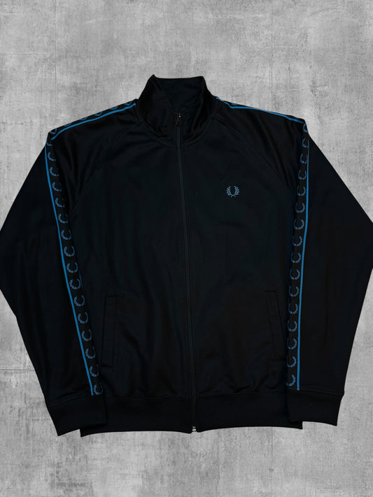 Fred Perry Trainingsjacke Taped Schwarz Hellblau L