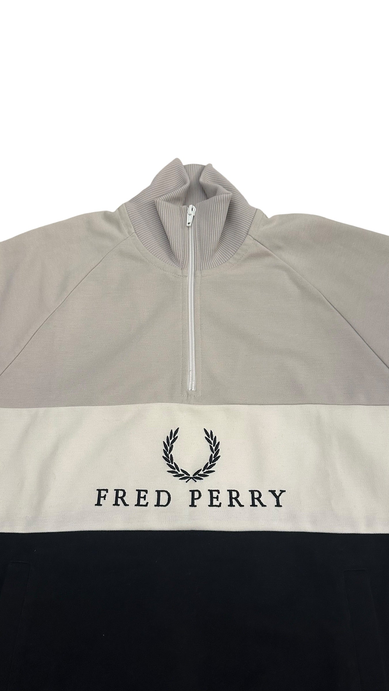 Fred Perry Half / Quarter Zip Pullover Schwarz Weiß S